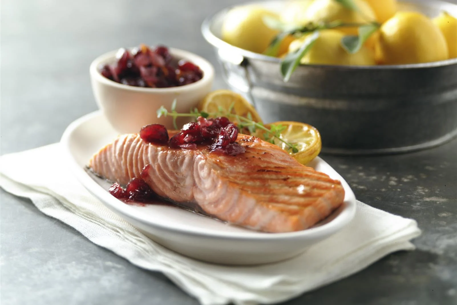 Grilled Salmon with Spiced Cranberry Relish