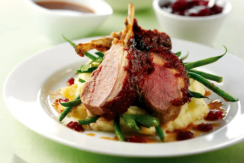 Ocean Spray Recipes - Cranberry, Tomato and Thyme Crusted Rack of Lamb