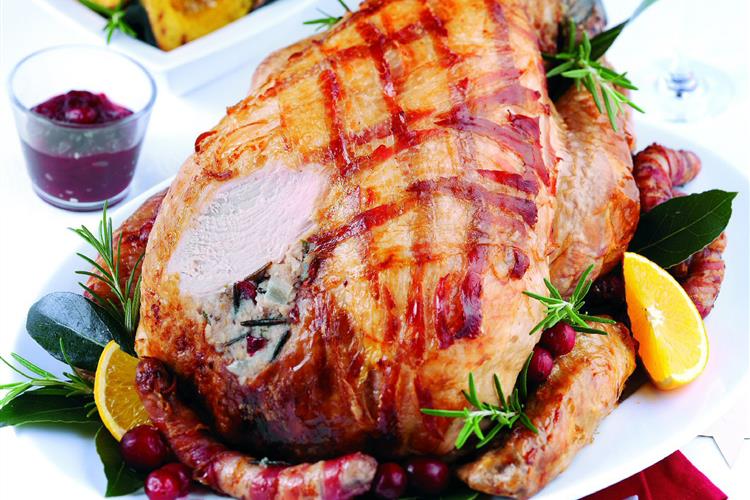 Saffron Turkey with Wild Rice and Cranberry Stuffing