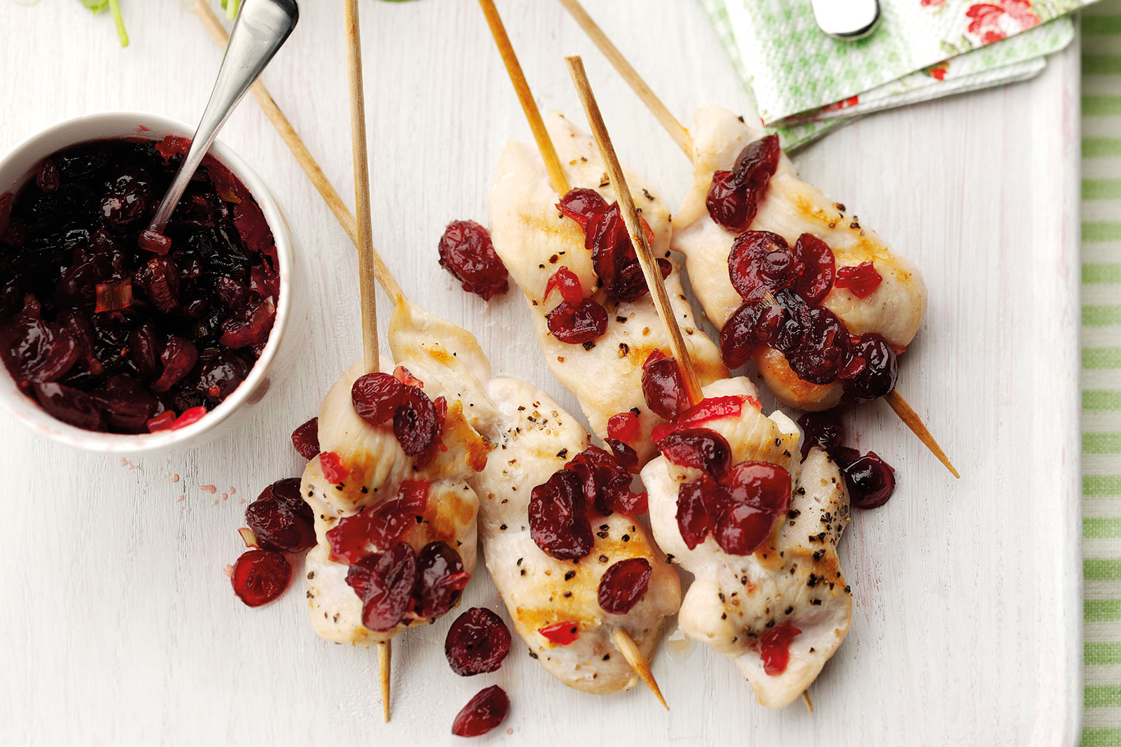 Chicken Skewers with Cranberry Chutney