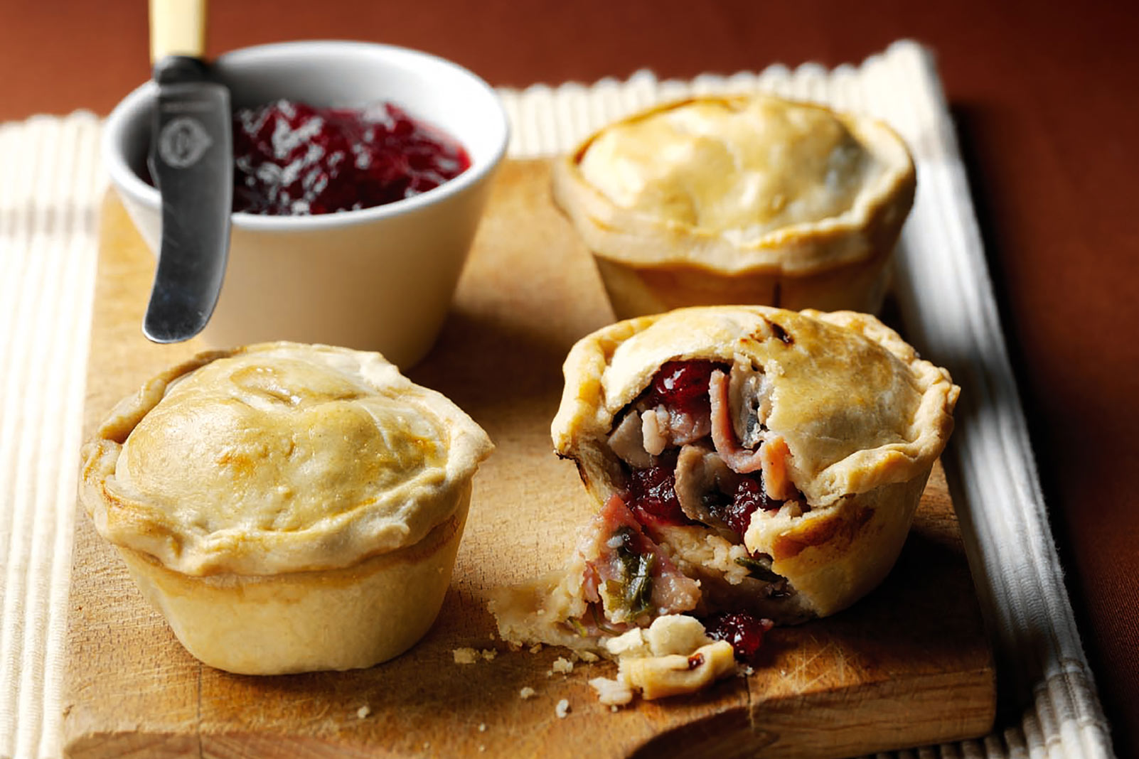 Cranberry Cheese and Bacon Pies
